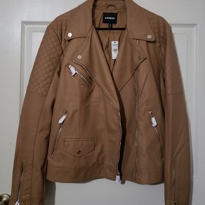 Express Vegan Leather Quilted Moto Jacket
